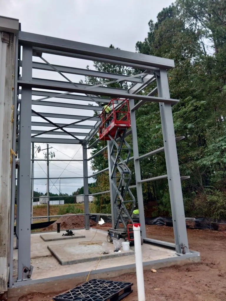 Industrial Building Expansion hanging structural steel